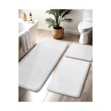 Dinarsu Peluş Kaymaz Taban Makinede Yıkanabilir Banyo Paspası (50x80 40x50 50x50)BEYAZ