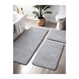 Dinarsu Peluş Kaymaz Taban Makinede Yıkanabilir Banyo Paspası (50x80 40x50 50x50)GRİ