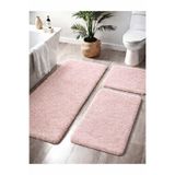 Dinarsu Peluş Kaymaz Taban Makinede Yıkanabilir Banyo Paspası (50x80 40x50 50x50)PUDRA