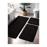 Dinarsu Peluş Kaymaz Taban Makinede Yıkanabilir Banyo Paspası (50x80 40x50 50x50)SİYAH