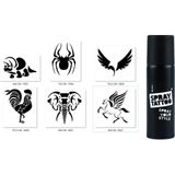 Dinazor Horoz Spray Tattoo Geçici Sprey Dövme Seti
