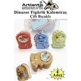 Dinazor Kalemtıraş 4 Renk 1 Paket Hazneli Jumbo Kalemtıraş Dinazorlu Standart Kalem Açacağı Sevimli Plastik
