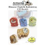 Dinazor Kalemtraş 4 Renk 1 Paket Hazneli Jumbo Kalemtıraş Dinazorlu Standart Kalem Açacağı Sevimli Plastik