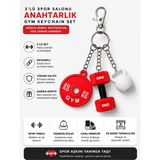 Dinç Spor Spor Salonu Temalı Gym Anahtarlık – Dambıl, Kettlebell ve Ağırlık Plakası Charm Seti