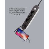 Dinç Store 44 3 USB Çıkışlı Hızlı Şarjlı Anahtarlı Üçlü Priz - 1 - Renkli