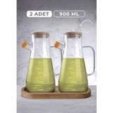 Dinç Store 44 Standlı 2'li Cam Yağdanlık - 1 lt - Renkli