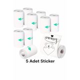 Dinç Thermal 5 Adet Mini Yazıcı Rulosu Beyaz Kendinden Yapışkanlı 57x25mm Mini Yazıcı Rulosu