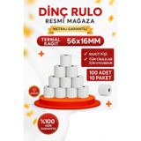 Dinç Thermal 56x16 yazarkasa Pos Rulosu 100'Adet 10 paket Ekonomik paket-Pos Rulosu Pos Kağıdı