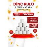 Dinç Thermal 56x16 yazarkasa Pos Rulosu 40'Adet Ekonomik paket-Pos Rulosu Pos Kağıdı