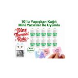 Dinç Thermal Mini Yazıcı ile Uyumlu 10'Lu Yapışkanlı Kağıt Sticker Termal Rulo