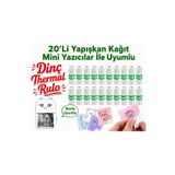 Dinç Thermal Mini Yazıcı ile Uyumlu 20'Li Yapışkanlı Kağıt Sticker Termal Rulo