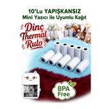 Dinç Thermal Mini Yazıcı Rulosu Kağıdı ( YAPIŞKANSIZ ) 10'Adet Mini Yazıcı ve Mini Çocuk fotoğraf makinesi kağıdı