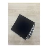 DİNÇLER TEKSTİL Karadeniz Siyah Metal Pullu Yazma Puşi ( 78*78 Cm)