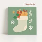 Dingin Sayılarla Boyama Seti Yılbaşı Özel Aile Seti - Yılbaşı Çorabı 20X20 cm Numaralı Tuval