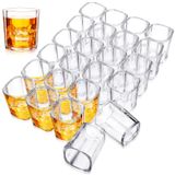 Dingion 24'lü Paket Shot Bardakları Seti, Kalın Tabanlı 56 ml Akrilik Kare Shot Bardağı, Viski, Şarap, Bira Votka Kokteylleri için, Noel için İdeal