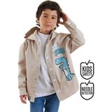 Dino Oversize Gabardin Erkek Çocuk Gömlek Ceket - 5 Yaş - Bej
