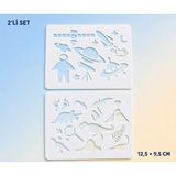 Dino ve Uzay Şekiller 2'li Şablon - Cetvel