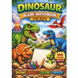 Dinosaur Blank Sketchbook for Boys Ages 4-8 | 100 Pages 7x10 Drawing Book for Kids | Fun Dino Notebook for Sketching, Doodling, Coloring & Creativity