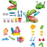 Dinozor Dişçi Oyun Hamur Set + Kuaför Oyun Hamur Seti + İnsan Figürü Seti Eğitici Set
