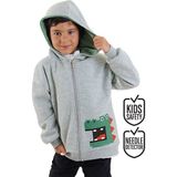 Dinozor Erkek Çocuk Fermuarlı Kapüşonlu Gri Sweatshirt - 4
