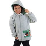 Dinozor Erkek Çocuk Fermuarlı Kapüşonlu Gri Sweatshirt - 7 Yaş