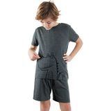Dinozor Erkek Çocuk Gri Alt Üst Pijama Takım - Antrasit - 6 Yaş