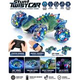 Dinozor Tasarımlı Uzaktan Kumandalı Akrobat Araba 2.4 Ghz – Işıklı Müzikli 360° Dönebilen Çift Formlu Rc Stunt Car - Renkli