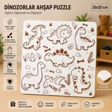 Dinozorlar Dünyası Eğitici Ahşap Puzzle – 20X20 Cm Okul Öncesi Zeka Geliştirici Oyuncak