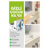 Diobaby Gizli Çocuk Kilidi - 8 Adet Dolap Kapağı veya Çekmece Kilitler TOPLAM 4 Adet Kilit