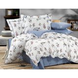 Dionisos Home Tekstil Çiçek Desenli Nevresim Takımı - Çift Kişilik - Mavi Beyaz - %100 Pamuk - Mavi - Beyaz - 200 x 220 cm