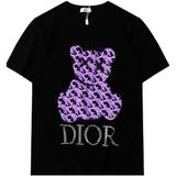 Dior Ayıcık Figürlü Taşlı Erkek T-Shirt - 001-Siyah - 2XL