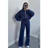 Dip Moda kadın 3 iplik içi pamuklu kışlık eşofman takımı GTS018 - Lacivert