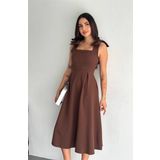 Dip Moda kadın askılı fiyonk detaylı kloş elbise DPK4185