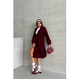 Dip Moda kadın astarlı bordo ithal kaşe kaban DPG048