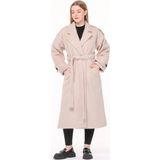 Dip Moda kadın astarlı oversize yün kaşe kaban DPPLTN02 - Bej