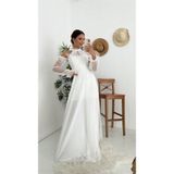 Dip Moda kadın beyaz tül drapeli uzun abiye elbise DPSWLL07