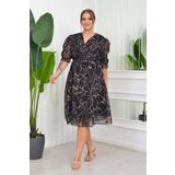 Dip Moda kadın büyük beden mermer desenli şifon elbise RY8063