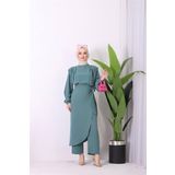 Dip Moda kadın ithal kumaş etekli tesettür tulum SMS011 - Mint