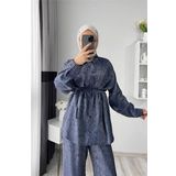 Dip Moda kadın jakarlı alt üst ikili tesettür takım NMS053