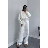 Dip Moda kadın şardonlu üç iplik eşofman takımı GTS018 - Ekru