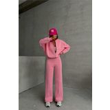 Dip Moda kadın şardonlu üç iplik eşofman takımı GTS018 - Pembe