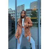 Dip Moda kadın taba içi kürklü süet ceket MYLK11