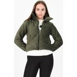 Dip Moda Kadın Yüksek Yaka Fermuar Detaylı Cepli Kışlık Kadife Mont DP7154