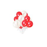 Dipak 10 Adet Beyaz Renk Metalik Balon 10 Adet Kırmızı Renk Metalik Balon 20 Adet