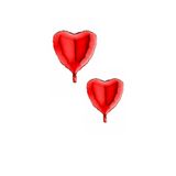 Dipak 2 Adet Parlak Kalp Şekil Kırmızı Folyo Balon 18 Inç