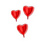 Dipak 3 Adet Parlak Kalp Şekil Kırmızı Folyo Balon 18 Inç