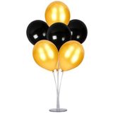 Dipak 7'li Balon Standı+7 Adet Metalik Balon Siyah/Gold