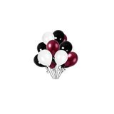 Dipak Bordo/Siyah/Beyaz Renk Metalik Balon 20 Adet
