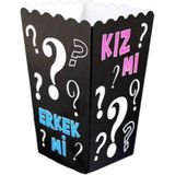 Dipak Siyah Renk Kız Mı Erkek Mi Popcorn Mısır Cips Kutusu 8 Adet 8×11 cm