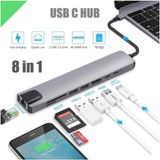 Diperla Macbook Pro Air Uyumlu USB Type-C 8 Hub Dönüştürücü Çevirici Çoklayıcı USB Hdmı Micro Sd 8 Girişli